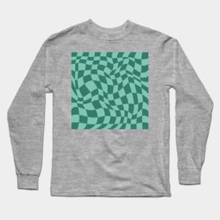 Two Green Warp Checkerboard Long Sleeve T-Shirt